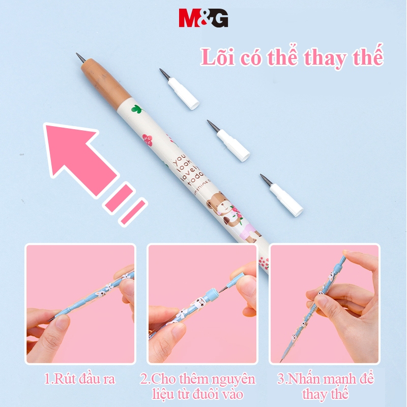 Bút Chì Khúc M&G, Bút Chì Đốt, Có Thể Thay Ngòi, Màu Sắc Ngẫu Nhiên, 1 Chiếc