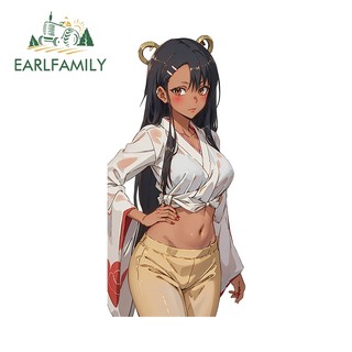 EARLFAMILY 13cm Nagatoro Y Tá Xe Dán Chống Thấm Nước Thời Trang Đề Can Phụ Kiện Xe Hơi Chống Trầy Xước Thân Xe Đơn Giản Laptop