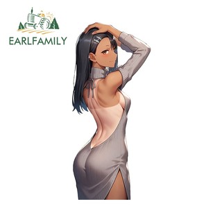 EARLFAMILY 13cm Nagatoro Y Tá Xe Dán Chống Thấm Nước Thời Trang Đề Can Phụ Kiện Xe Hơi Chống Trầy Xước Thân Xe Đơn Giản Laptop