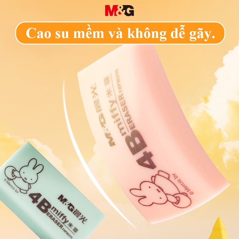 Gôm Tẩy Chính Hãng 4B Miffy Của M&G, Cục Tẩy Bút Chì, Tẩy Sạch Sẽ, Ít Vụn, Màu Sắc Ngẫu Nhiên, 1 Cái