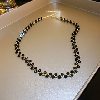 Vòng cổ hạt pha lê đen, choker thời trang và thanh lịch