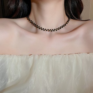 Vòng cổ hạt pha lê đen, choker thời trang và thanh lịch