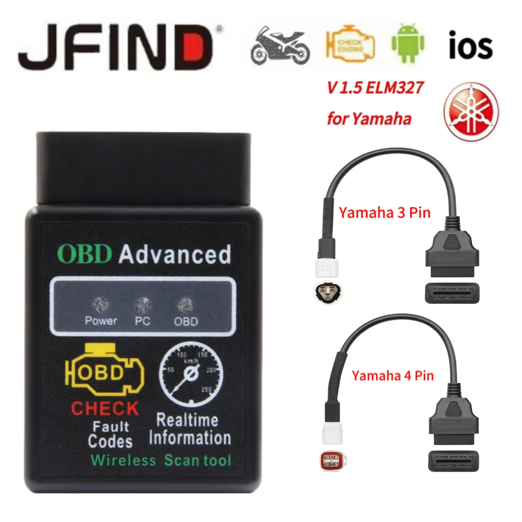 Elm327 OBD2 Máy Quét V1.5 Xe Máy DTC Rõ Ràng Lỗi Mã Cho Yamaha 3 Pin 4 Pin Đến 16 Pin Động Cơ Mở Rộng Dòng Adapter ELM 327 Máy Quét Công Cụ Cho Android