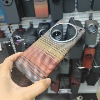 Ốp Điện Thoại Sợi Carbon Aramid Từ Tính Cho VIVO X200 Pro Ốp Lưng Siêu Mỏng Cho VIVO X200 Ống Kính Kim Loại Sạc Không Dây