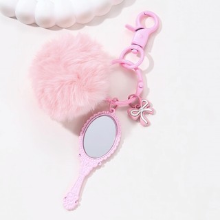 Dễ Thương Màu Hồng Acrylic Gấu Cookie Nơ Gương Men Động Vật Đáng Yêu Món Tráng Miệng Móc Khóa Cho Nữ Bé Gái Quà Tặng