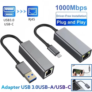 Bộ chuyển đổi Ethernet 1000Mbps USB 3.0 Type C sang RJ45 Card mạng Android USB Lan Cáp Internet cho MacBook PC Windows XP 7 8 10