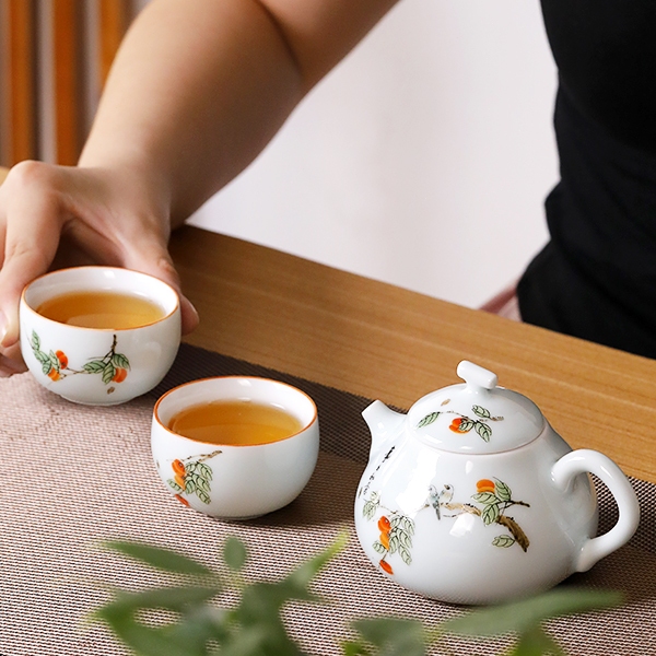 Celadon Ấm Trà Hộ Gia Đình Hoa Hồng Ruyi Nồi Đơn Gốm Kung Fu Bộ Trà Trà Một Nồi Hai Bộ Cốc