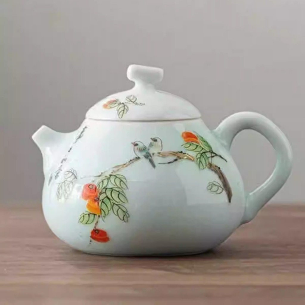Celadon Ấm Trà Hộ Gia Đình Hoa Hồng Ruyi Nồi Đơn Gốm Kung Fu Bộ Trà Trà Một Nồi Hai Bộ Cốc