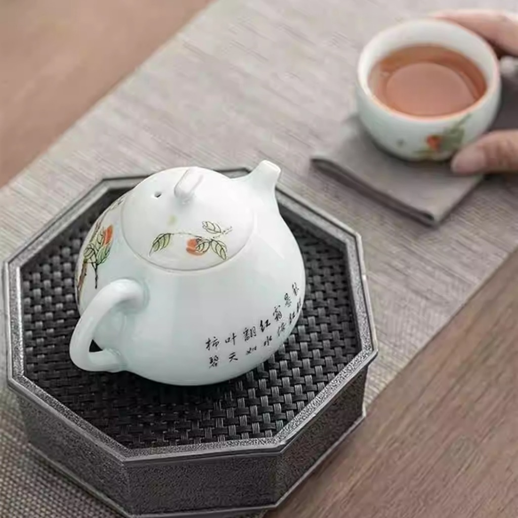 Celadon Ấm Trà Hộ Gia Đình Hoa Hồng Ruyi Nồi Đơn Gốm Kung Fu Bộ Trà Trà Một Nồi Hai Bộ Cốc