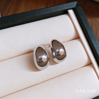 Drejew Bạc Kim Loại Đậu Thả Bông Tai Nữ Đơn Giản Niche Bông Tai Đa Năng
