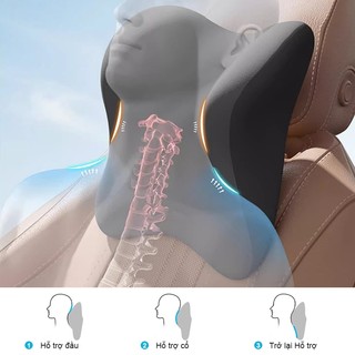 Gối Tựa Đầu Và Lưng Ô Tô SEAMETAL - Bằng Cao Su Non Mềm Mại, Êm Ái Chống Đau Mỏi