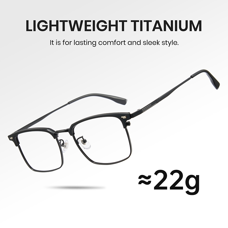 Cyxus Kính Chống Ánh Sáng Xanh Gọng Titanium Acetate Vuông Nửa Khung Kiểu Browline Bảo Vệ Mắt Cho Công Việc Văn Phòng 8217