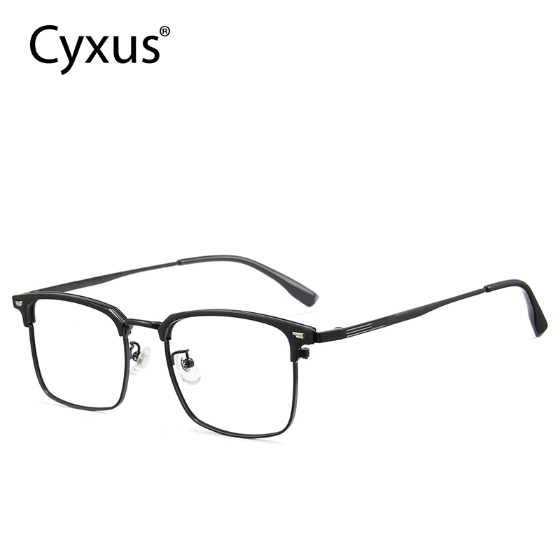 Cyxus Kính Chống Ánh Sáng Xanh Gọng Titanium Acetate Vuông Nửa Khung Kiểu Browline Bảo Vệ Mắt Cho Công Việc Văn Phòng 8217