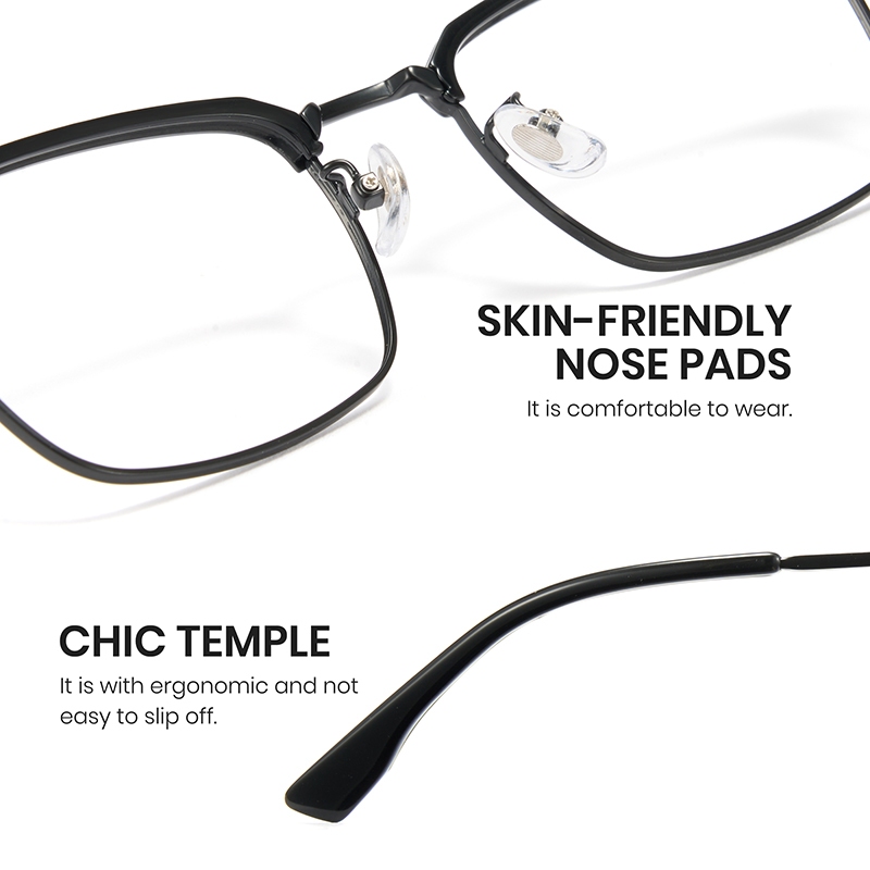 Cyxus Kính Chống Ánh Sáng Xanh Gọng Titanium Acetate Vuông Nửa Khung Kiểu Browline Bảo Vệ Mắt Cho Công Việc Văn Phòng 8217