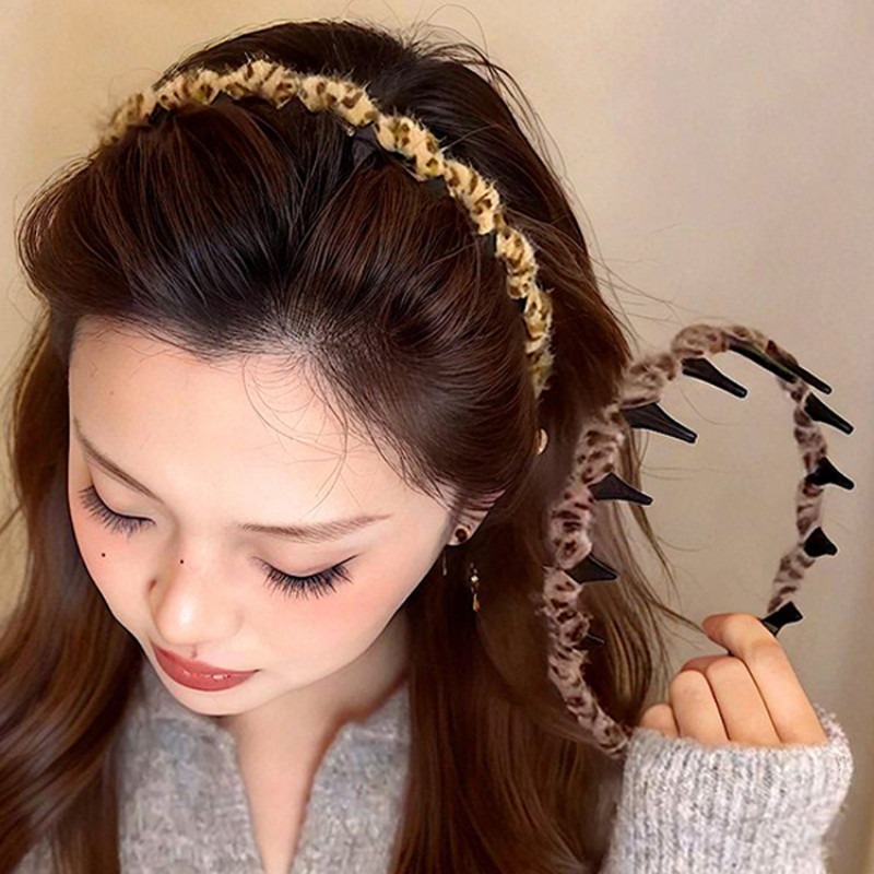 Pháp Retro da báo răng sóng - phụ kiện tóc thời trang sang trọng