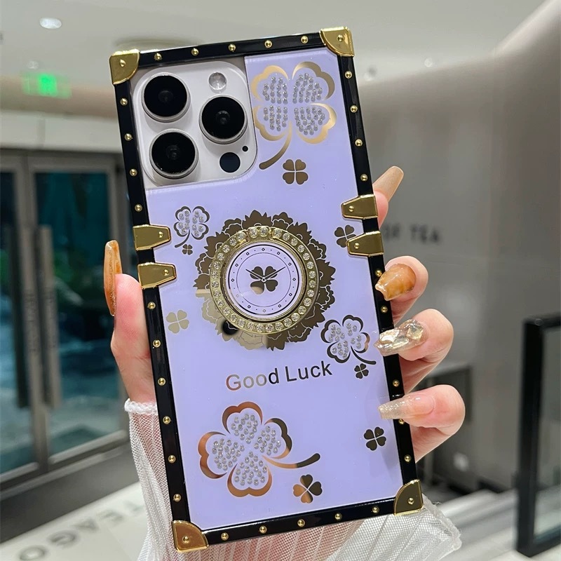 Clover CaFor Redmi A1 A2 A3 13C 9 9A 9C 10 NOTE 8 8PRO 9 9PRO 10 10PRO 11 11PRO 12 12PRO 13 13PRO K40 K40PRO Vỏ vuông gương sang trọng thời trang Vỏ điện thoại