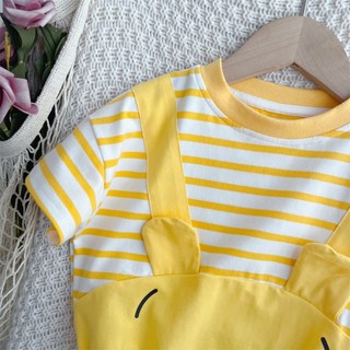 Bộ áo liền quần mùa hè hình gấu Poonie sơ sinh - Onesie ngắn tay mềm mại cho bé trai và bé gái (0-24 tháng)