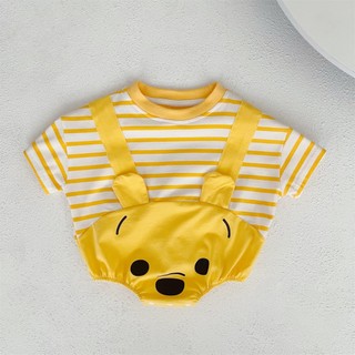 Bộ áo liền quần mùa hè hình gấu Poonie sơ sinh - Onesie ngắn tay mềm mại cho bé trai và bé gái (0-24 tháng)