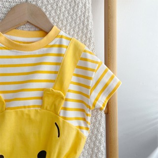 Bộ áo liền quần mùa hè hình gấu Poonie sơ sinh - Onesie ngắn tay mềm mại cho bé trai và bé gái (0-24 tháng)