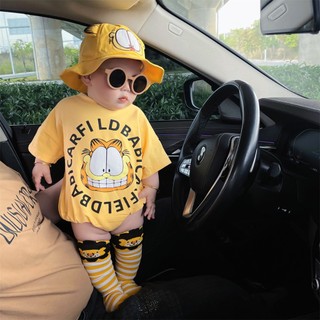 Bộ áo liền quần Garfield cho bé sơ sinh - Áo liền quần bé trai bé gái mùa hè ngắn tay Onesie cho bé trai và bé gái (0-24 tháng)