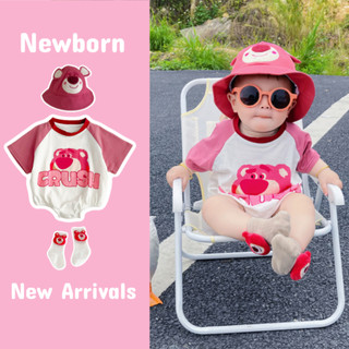 Bé Sơ Sinh Dâu Gấu Mùa Hè Onesie - Áo Liền Quần Ngắn Tay Cho Bé Cho Bé Trai & Bé Gái Body (0-24 Tháng)