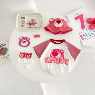 Bé Sơ Sinh Dâu Gấu Mùa Hè Onesie - Áo Liền Quần Ngắn Tay Cho Bé Cho Bé Trai & Bé Gái Body (0-24 Tháng)