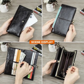 Contact 's Vintage Da Thật Chính Hãng Ví Dài Nữ Dung Tích Lớn Đa Năng Lớp Đầu Tiên Ly Hợp Da Bò