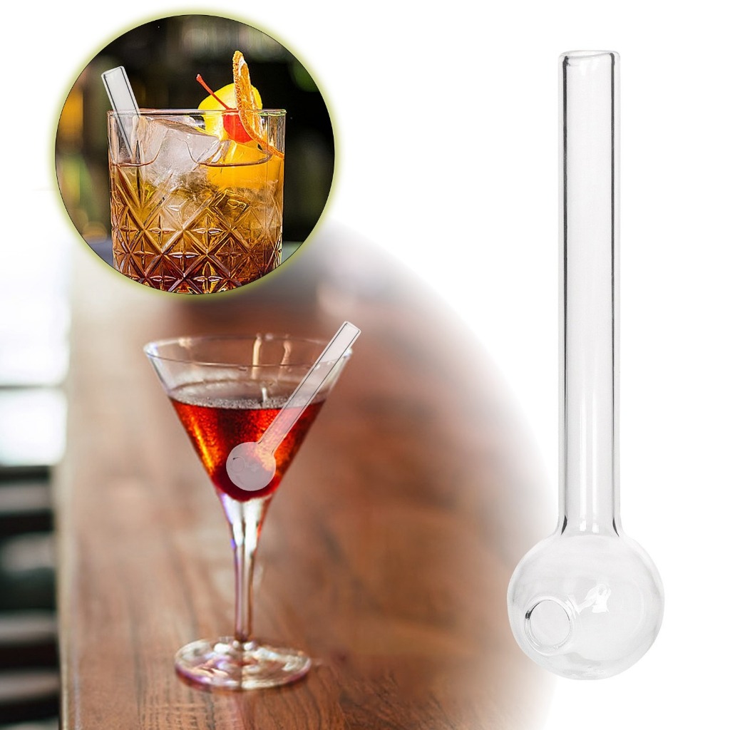Nhiệt Mới Đầu Tròn Ống Hút Sữa Thủy Tinh Ống Hút Thủy Tinh Borosilicate Cao Cocktail Ống Hút Điểm Hàng