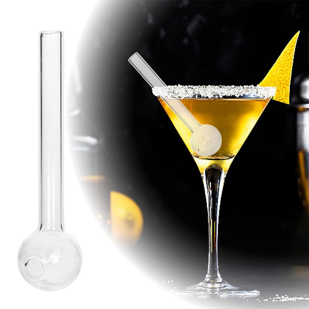 Nhiệt Mới Đầu Tròn Ống Hút Sữa Thủy Tinh Ống Hút Thủy Tinh Borosilicate Cao Cocktail Ống Hút Điểm Hàng