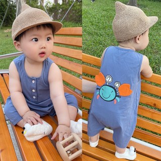 Bộ áo liền quần sơ sinh Bộ đồ liền quần trẻ sơ sinh in hình cua Bộ áo liền quần mùa hè cho bé sơ sinh - Onesie ngắn tay cho bé trai và bé gái (0-24 tháng)