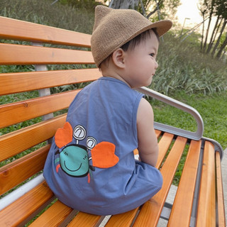 Bộ áo liền quần sơ sinh Bộ đồ liền quần trẻ sơ sinh in hình cua Bộ áo liền quần mùa hè cho bé sơ sinh - Onesie ngắn tay cho bé trai và bé gái (0-24 tháng)