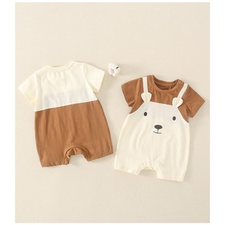 Áo liền quần sơ sinh Baby Teddy Bear mùa hè, tay ngắn cho bé trai/bé gái, bộ onesie (0-24 tháng)