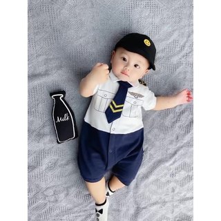 Bộ áo liền quần mùa hè cho bé sơ sinh - Bộ đồ liền thân ngắn tay cho bé trai (0-24 tháng)
