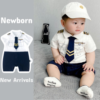 Bộ áo liền quần mùa hè cho bé sơ sinh - Bộ đồ liền thân ngắn tay cho bé trai (0-24 tháng)