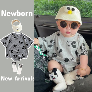 Áo liền quần mùa hè Mickey cho bé sơ sinh - Bộ đồ liền thân ngắn tay cho bé trai và bé gái Bộ đồ liền quần trẻ sơ sinh (0-24 tháng)