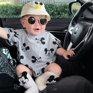 Áo liền quần mùa hè Mickey cho bé sơ sinh - Bộ đồ liền thân ngắn tay cho bé trai và bé gái Bộ đồ liền quần trẻ sơ sinh (0-24 tháng)