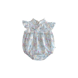 Bộ đồ liền thân cho bé gái sơ sinh Bộ áo liền quần thỏ xanh hoạt hình - Onesie ngắn tay mùa hè cho bé gái (0-24 tháng)