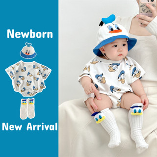 Áo liền quần ngắn tay hoạt hình cho bé sơ sinh Bộ áo liền quần mùa hè cho trẻ sơ sinh - Bộ đồ liền thân ngắn tay cho bé trai (0-24 tháng)