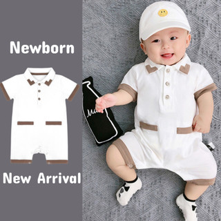 Bộ áo liền quần bé trai sơ sinh Áo liền quần phong cách quý phái - Onesie ngắn tay mùa hè cho bé trai và bé gái Bộ đồ liền thân trẻ sơ sinh (0-24 tháng)