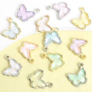 10 Chiếc Mới Ánh Sáng Và Trong Suốt Hình Bướm Quyến Rũ, Nhiều Màu Pha Lê Thủy Tinh Inlay Mặt Dây Hợp Kim Cho DIY Tính Khí Xương Đòn Dây Chuyền, Vòng Cổ, Vòng Tay, Bông Tai Và Phụ Kiện