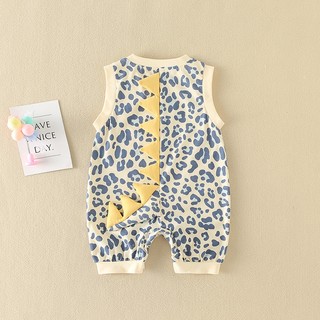 Bộ áo liền quần khủng long dành cho trẻ sơ sinh cho trẻ sơ sinh - Bộ đồ liền thân ngắn tay mùa hè cho bé gái (0-24 tháng)