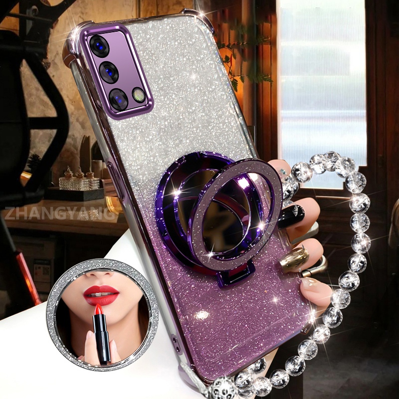 Ốp Lưng Cho OPPO A74 4G A95 4G Bột Lấp Lánh Bốn Góc Chống Rơi Vỏ Điện Thoại Gương Trang Điểm Thẩm Mỹ Thiết Kế Mới TPU Mềm