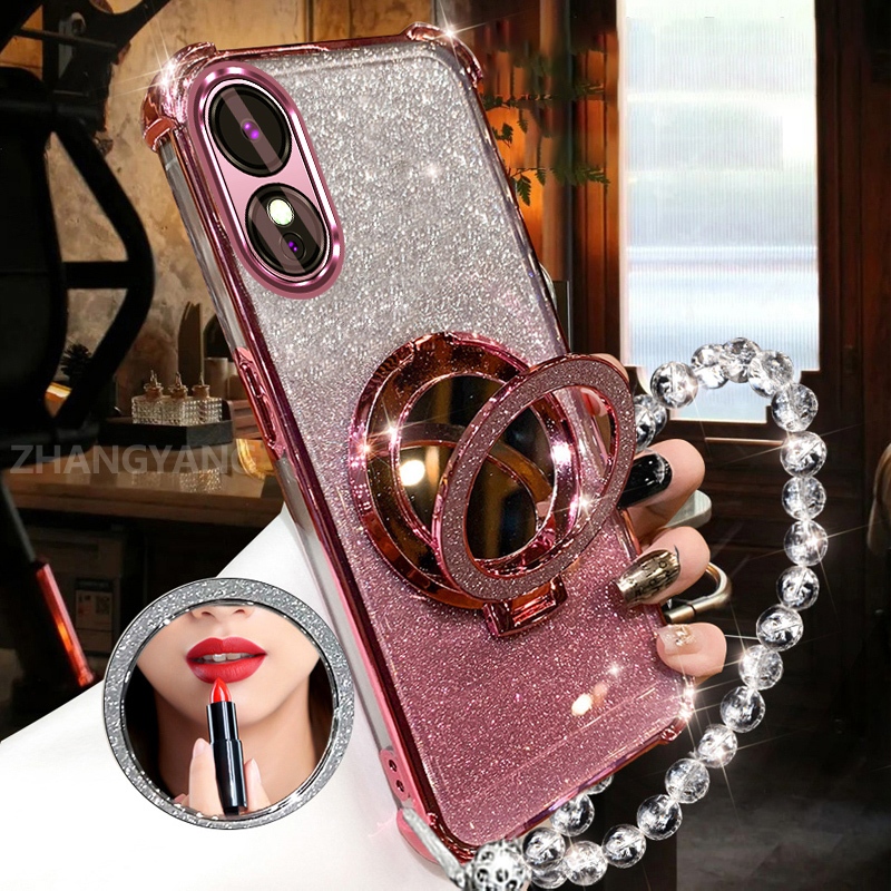 Ốp Lưng Cho OPPO A78 5G A58 5G Bột Lấp Lánh Bốn Góc Chống Rơi Vỏ Điện Thoại Gương Trang Điểm Thẩm Mỹ Thiết Kế Mới TPU Mềm