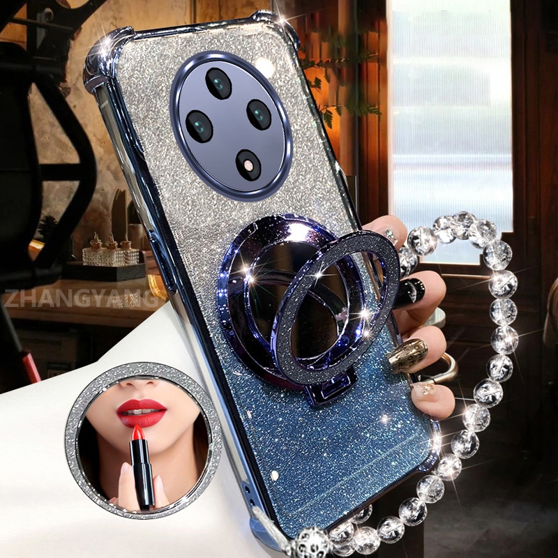 Ốp Lưng Cho OPPO reno 12F 5G Bột Lấp Lánh Bốn Góc Chống Rơi Ốp Lưng Điện Thoại Thẩm Mỹ Gương Trang Điểm Thiết Kế Mới TPU Mềm