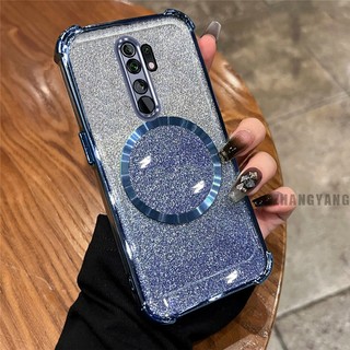 Ốp Lưng Cho OPPO A5 2020 A9 2020 Bột Lấp Lánh Bốn Góc Mạ Điện Chống Rơi Vỏ Điện Thoại Thẩm Mỹ Từ Hút Vòng Thiết Kế Mới TPU Mềm