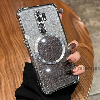 Ốp Lưng Cho OPPO A5 2020 A9 2020 Bột Lấp Lánh Bốn Góc Mạ Điện Chống Rơi Vỏ Điện Thoại Thẩm Mỹ Từ Hút Vòng Thiết Kế Mới TPU Mềm