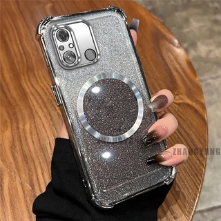 Ốp Lưng Cho Redmi 12c Phấn Phủ Bốn Góc Mạ Điện Chống Rơi Vỏ Điện Thoại Thẩm Mỹ Từ Hút Vòng Thiết Kế Mới TPU Mềm case