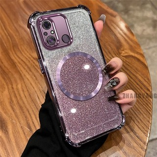 Ốp Lưng Cho Redmi 12c Phấn Phủ Bốn Góc Mạ Điện Chống Rơi Vỏ Điện Thoại Thẩm Mỹ Từ Hút Vòng Thiết Kế Mới TPU Mềm case
