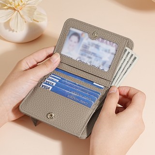 R RFID Chặn Phong Cách Mới Ví Da Thật Nữ Gấp Thẻ Lớp Đầu Tiên Da Bò Ví Đựng Tiền Xu