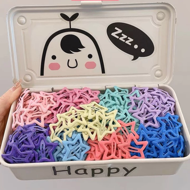 ☄️starryshop☄️1k Kim Loại Màu Kẹo Ngôi Sao Kẹp Tóc Nữ Phong Cách Hàn Quốc Đơn Giản Thời Trang Và Dễ Thương BB Kẹp Phụ Kiện Tóc